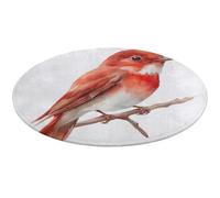 Jubonexis Grand tapis rond moderne antidérapant avec motif aquarelle d'un oiseau rouge sur une branche 90 cm