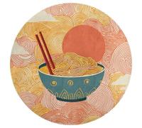 Jubonexis Grand tapis rond moderne antidérapant Motif bol de nouilles 90 cm