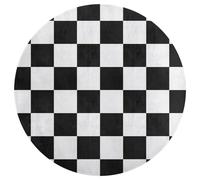 Jubonexis Grand tapis rond moderne antidérapant motif échiquier noir et blanc 90 cm