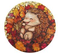 Jubonexis Grand tapis rond moderne antidérapant Motif hérisson qui roule dans les feuilles d'automne 90 cm