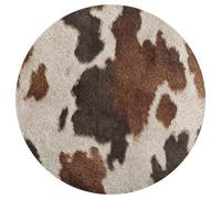 Jubonexis Grand tapis rond moderne et antidérapant en cuir de vache avec imprimé naturel, 90 cm