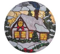 Jubonexis Grand tapis rond moderne et antidérapant en forme de chalet d'hiver, 90 cm