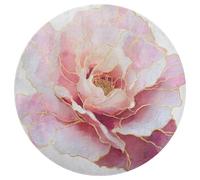 Jubonexis Grand tapis rond moderne et antidérapant Motif abstrait rose avec texture feuille d'or 90 cm