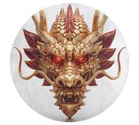 Jubonexis Grand tapis rond moderne et antidérapant Motif dragon doré Yeux rouges 90 cm
