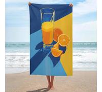 Jubonexis Grande serviette de plage minimaliste rétro en verre avec tranches d'oranges tranchées en microfibre anti-sable, grande serviette de douche multi-usages absorbante pour salle de bain