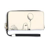 Jubonexis Graveyard Ghost portant un ballon en cuir synthétique long portefeuille à deux volets, porte-monnaie, carte de crédit, porte-monnaie, stockage d'argent durable pour homme et femme