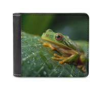 Jubonexis Green Frog Portefeuille à deux volets en cuir synthétique souple pour pièces de monnaie, carte de crédit, porte-cartes pour homme et femme