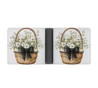Jubonexis Greenery and White Flowers in the Basket Portefeuille en cuir PU souple à deux volets, porte-monnaie, carte de crédit, porte-cartes fin pour homme et femme