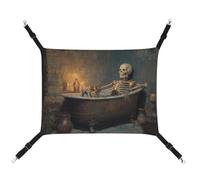Jubonexis Hamac pour animal domestique avec sangles réglables - Motif squelette dans une baignoire à l'ancienne