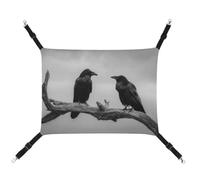 Jubonexis Hamac respirant pour animal domestique avec sangles réglables et deux corbeaux sur la branche du vieux arbre