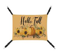 Jubonexis Hamac respirant pour animal domestique avec sangles réglables Motif citrouilles tournesols avec mots Hello Fall réversible