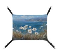 Jubonexis Hamac respirant pour animal domestique avec sangles réglables Motif fleurs blanches et océans