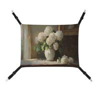 Jubonexis Hamac respirant pour animal domestique avec sangles réglables Motif hortensias blancs dans un vieux vase