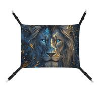 Jubonexis Hamac réversible en verre craquelé avec motif lion et yeux bleus pour animal domestique avec sangles réglables