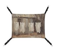 Jubonexis Hamac vintage avec 4 fantômes mignons suspendus à la corde à linge respirant pour animal domestique avec sangles réglables Lit à suspendre réversible pour chat et chien