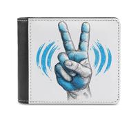 Jubonexis Hand Doing A Peace Gesture Portefeuille simple en cuir PU souple à deux volets, porte-monnaie, carte de crédit, portefeuille fin durable pour homme et femme