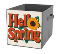 Jubonexis Hello Spring Cubes de rangement pliables en tissu décoratif avec poignées pour étagères, placards, 27 x 27 cm