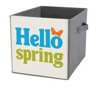 Jubonexis Hello Spring Petits cubes de rangement pliables en tissu décoratif avec poignées pour étagères, placards, 27 x 27 cm Orange