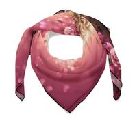 Jubonexis Highland Cow Écharpe carrée en satin avec cœurs roses pour la Saint-Valentin