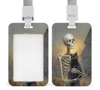 Jubonexis Holding A Porte-badge rétractable en forme de chat noir avec clip pour carte de protection pour le travail, le bureau, les médecins, les infirmières