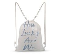 Jubonexis How Lucky Are We Sac à dos minimaliste avec cordon de serrage en toile léger pour homme et femme