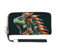 Jubonexis Iguane indien avec une longue queue en cuir PU Portefeuille long à deux volets, porte-monnaie de crédit, porte-cartes durable pour homme et femme