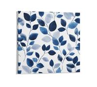 Jubonexis Impression sur toile à motif géométrique simple et feuille bleu foncé - Peinture esthétique pour salon, maison de ferme - Sans cadre - 40 x 40 cm