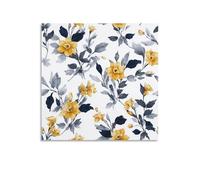 Jubonexis Impression sur toile avec motif botanique jonquilles et feuilles de saule - Décoration murale sans cadre - 40 x 40 cm