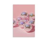 Jubonexis Impression sur toile de boules disco roses pastel, impression sur toile pour salon, ferme, décoration sans cadre, 30 x 45 cm