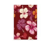 Jubonexis Impression sur toile de fleurs d'hibiscus roses et blanches, image esthétique pour salon, ferme, décoration sans cadre, 30 x 45 cm