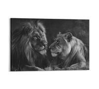 Jubonexis Impression sur toile de lion et lionne - Impression sur toile - Image esthétique pour salon, ferme, décoration sans cadre - 30 x 45 cm