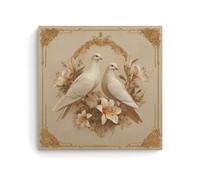 Jubonexis Impression sur toile de luxe - Motif colombe blanche - Branches d'olivier et lys - Impression sur toile pour salon et ferme - 40 x 40 cm - Sans cadre