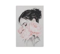Jubonexis Impression sur toile de pivoines roses - Image esthétique pour salon et ferme - Sans cadre - 30 x 45 cm