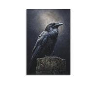 Jubonexis Impression sur toile de style gothique représentant un corbeau perché sur une souche d'arbre - Impression sur toile pour salon, ferme, décoration sans cadre - 30 x 45 cm