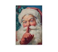 Jubonexis Impression sur toile du Père Noël dans un geste de silence - Impression sur toile esthétique pour salon, ferme, décoration sans cadre - 30 x 45 cm
