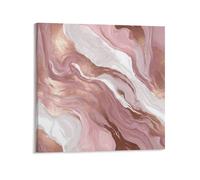 Jubonexis Impression sur toile effet marbre rose - Impression esthétique pour salon et ferme - Sans cadre - 40 x 40 cm