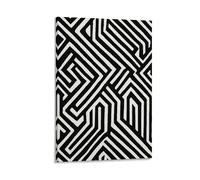 Jubonexis Impression sur toile minimaliste labyrinthe noir et blanc, image esthétique pour salon, ferme, décoration sans cadre, 30 x 45 cm