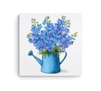Jubonexis Impression sur toile représentant un bouquet de fleurs bleues dans un arrosoir, décoration murale pour salon, ferme, 40 x 40 cm, sans cadre