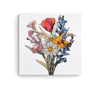 Jubonexis Impression sur toile représentant un bouquet de fleurs sauvages colorées - Impression sur toile pour salon et ferme - 40 x 40 cm - Sans cadre