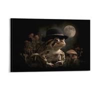 Jubonexis Impression sur toile représentant un crapaud portant un chapeau noir, impression sur toile, image esthétique pour salon, ferme, décoration sans cadre, 30 x 45 cm