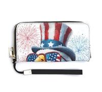 Jubonexis Joli chapeau haut de forme d'aigle à tête blanche en cuir synthétique - Portefeuille long à deux volets - Porte-monnaie - Porte-monnaie - Porte-cartes - Stockage d'argent pour homme et femme