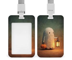 Jubonexis Joli petit fantôme fantaisiste avec une citrouille - Porte-badge rétractable à clip - Protecteur de carte - Badge nominatif pour travail, bureau, médecin, infirmière