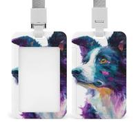 Jubonexis Joli porte-badge coloré Border Collie avec clip rétractable pour carte de protection, badge nominatif pour travail, bureau, médecin, infirmière