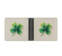 Jubonexis Joli portefeuille à deux volets en cuir PU souple blanc pur avec trèfle à quatre feuilles, porte-monnaie, carte de crédit, porte-cartes fin pour homme et femme