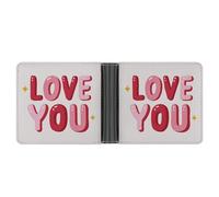 Jubonexis Joli portefeuille à deux volets en cuir PU souple pour la Saint-Valentin, porte-monnaie, carte de crédit, porte-cartes fin pour homme et femme