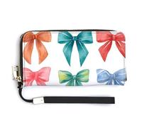 Jubonexis Joli portefeuille à deux volets en cuir synthétique coloré avec nœuds pour coquette aquarelle, porte-monnaie, carte de crédit, porte-cartes et argent pour homme et femme