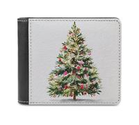 Jubonexis Joli portefeuille à deux volets en cuir synthétique souple avec motif d'arbre de Noël, porte-monnaie, carte de crédit, porte-cartes fin pour homme et femme