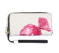 Jubonexis Joli portefeuille rond à deux volets enveloppé dans du papier rose en cuir PU, porte-monnaie, carte de crédit, porte-monnaie, stockage d'argent pour homme et femme