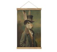 Jubonexis Kit de peinture sur toile avec cadre en bois - Motif lièvre dans un manoir de campagne