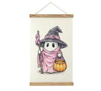 Jubonexis Kit de peinture sur toile avec cadre en bois - Motif sorcière fantôme tenant un seau